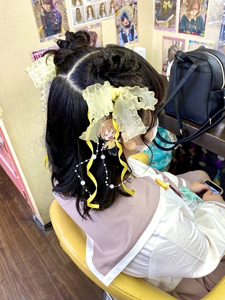 オーガンジーリボン♡ツイン♡大人可愛い 2type ワイヤー入りオーガンジーリボンのポニーフック 8カラー ポニー