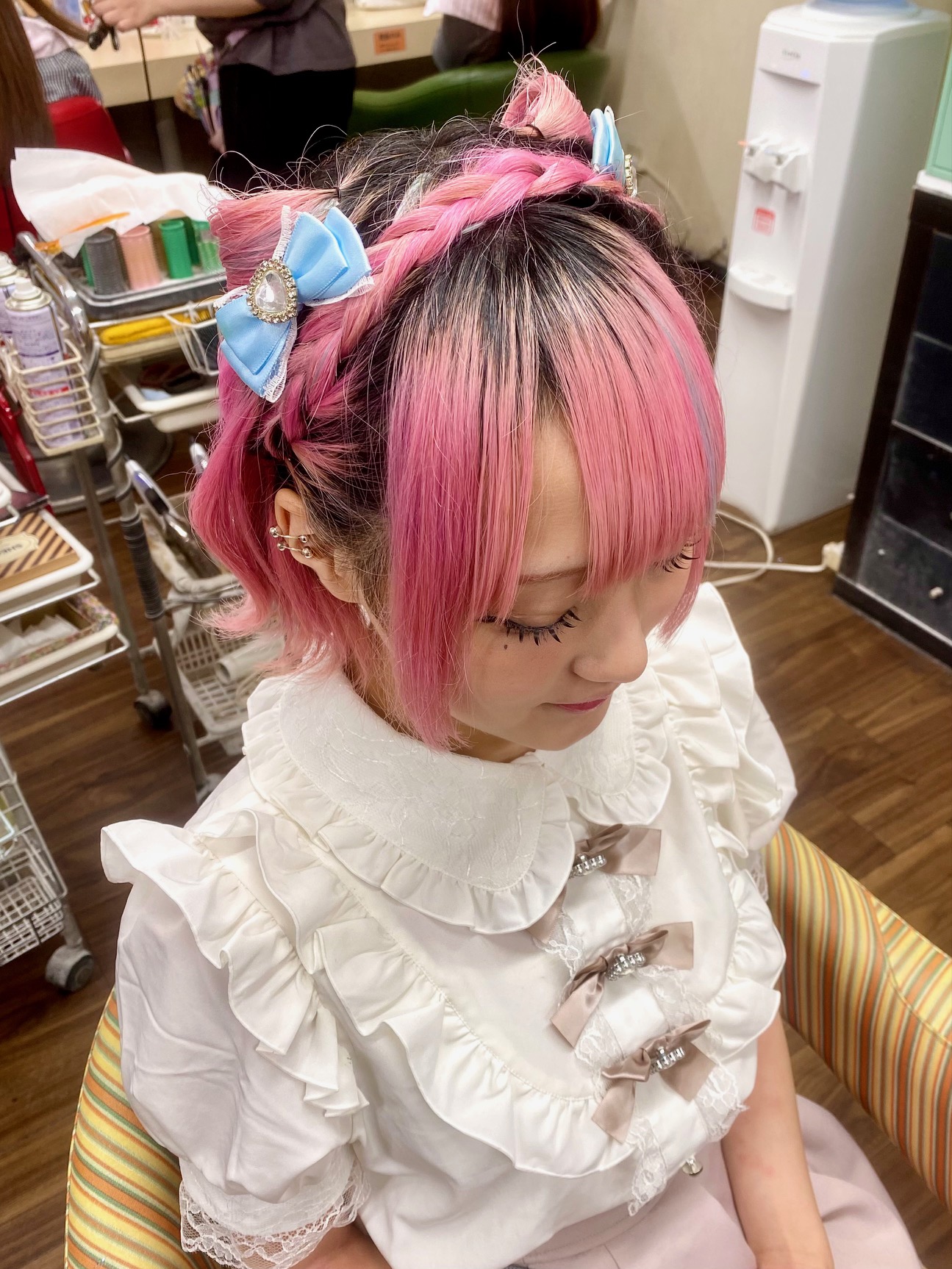 ネコ耳ヘア＆編み込みカチーシャ＆ウェーブ巻き♪